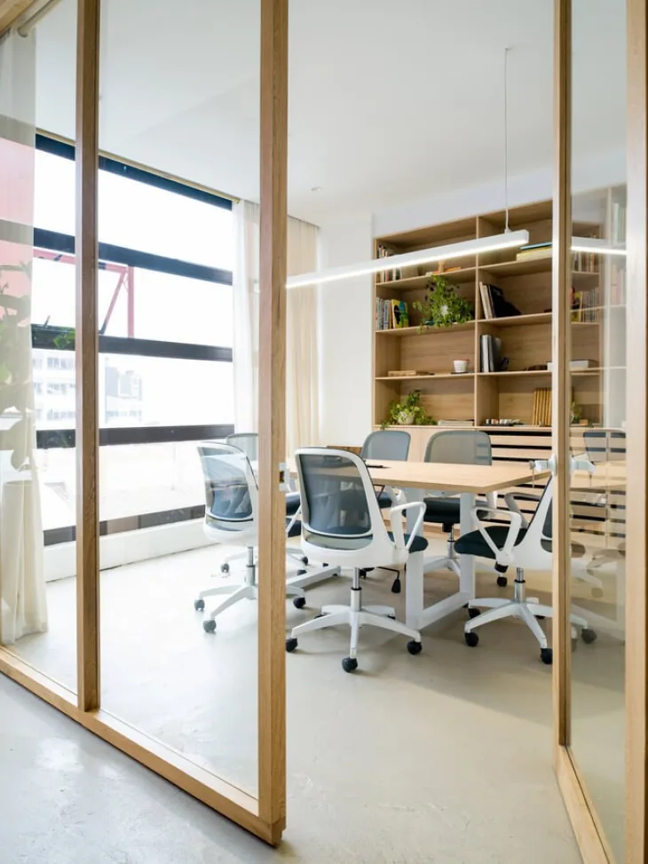 Boardroom table through window
